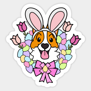 Easter Corgi Wreath Sticker